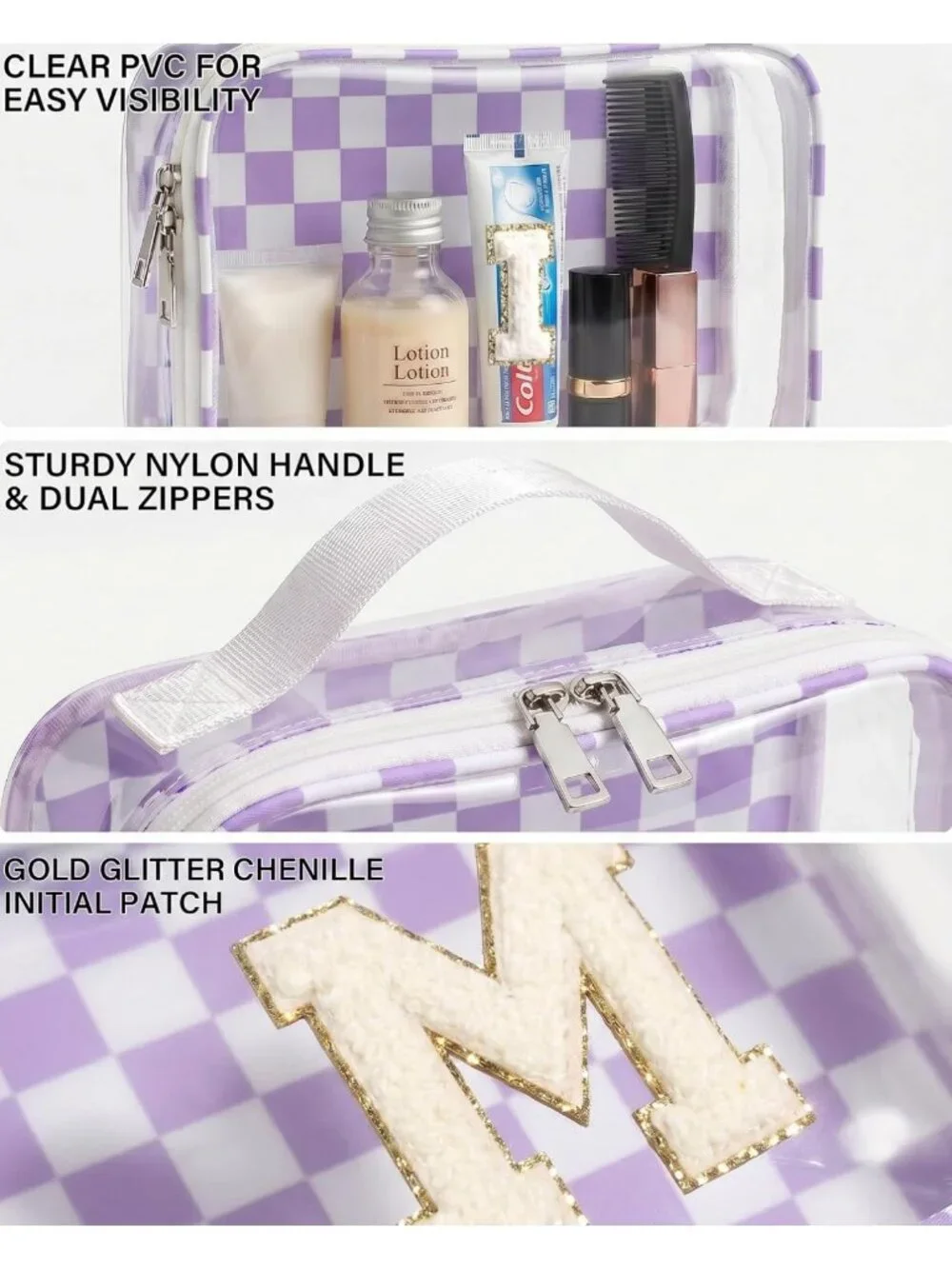 Personalized Makeup Bag Set for Women - Monogrammed Cosmetic Pouches, Gift for